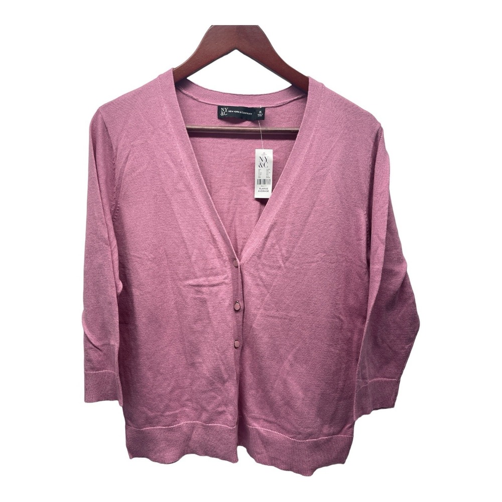 New York Company Women's XL Pink Button Up Sweater